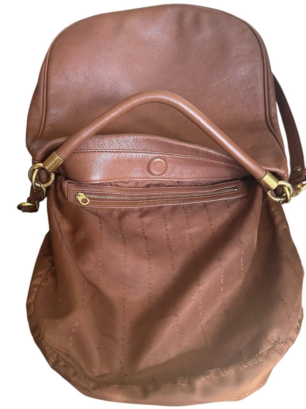 Marc by Marc Jacobs Pebbled Leather Hobo Shoulder Crossbody Cognac Bag - Picture 13 of 16
